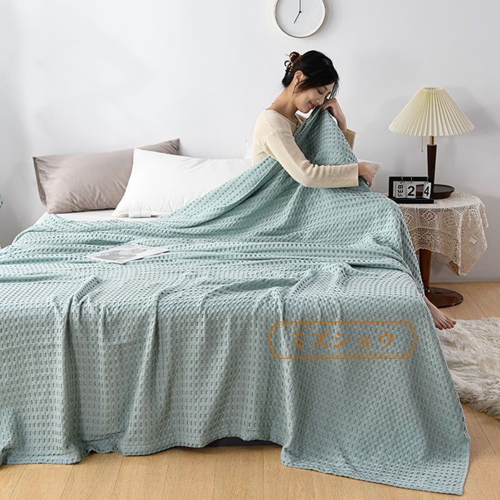 ワッフルケット ブランケット 200*230cmタオルケット綿洗える 北欧 肌掛け ひざ掛け 肩掛け ひんやり 冷房対策 大判サイズ 無地 かわいい ワッフルブランケット インテリア ギフト プレゼント 夏用 寝具 オールシーズンxingchaung01