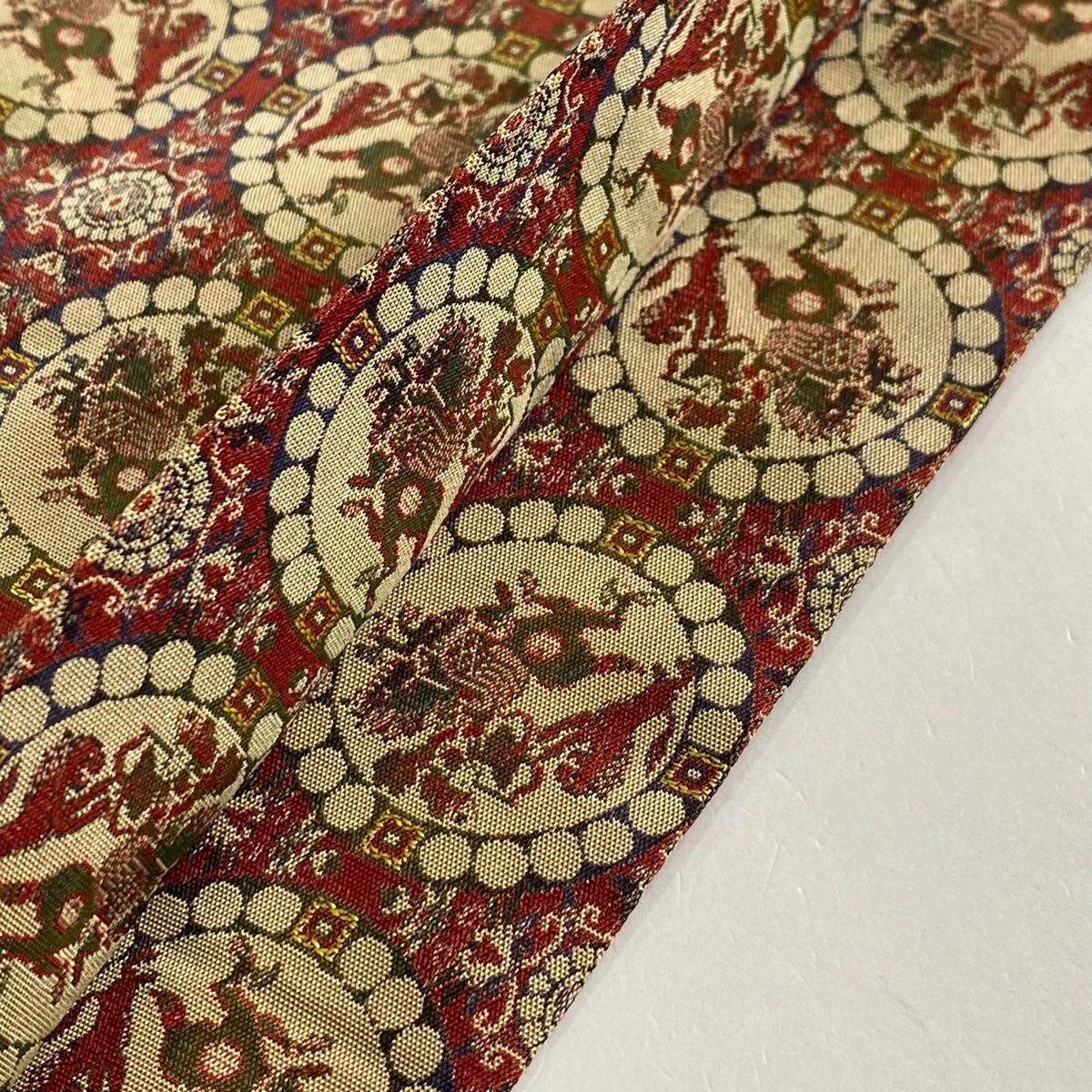 開き名古屋帯 美品 名品 龍村美術織物 比翼仕立て 獅子狩文錦