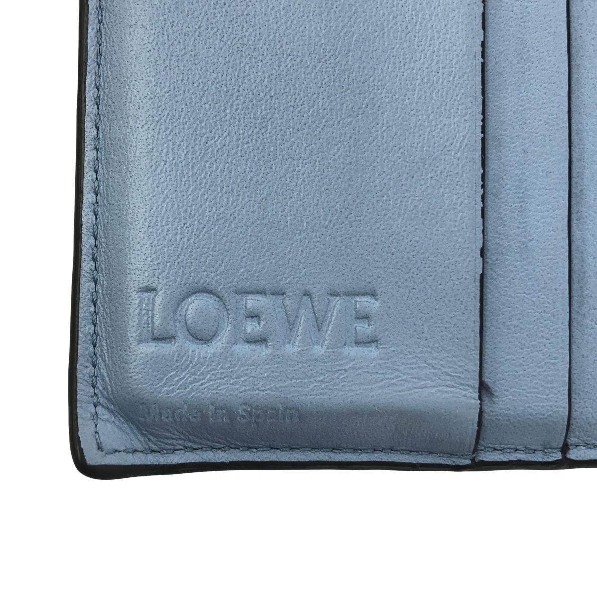 LOEWE ロエベ SGC COMPACT ZIP WALLET アナグラム ロゴ レザー コンパクト ウォレット 財布 オフホワイト ブルー イエロー系 レディース