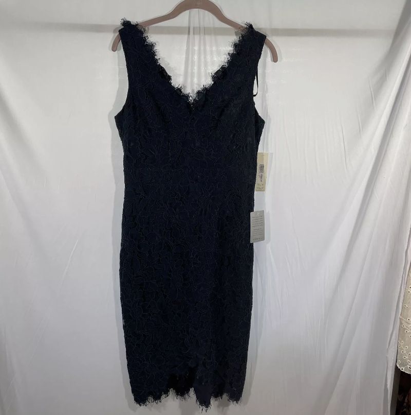 新品】イライザジェイ US6 美しいネイビーの膝丈レースドレス