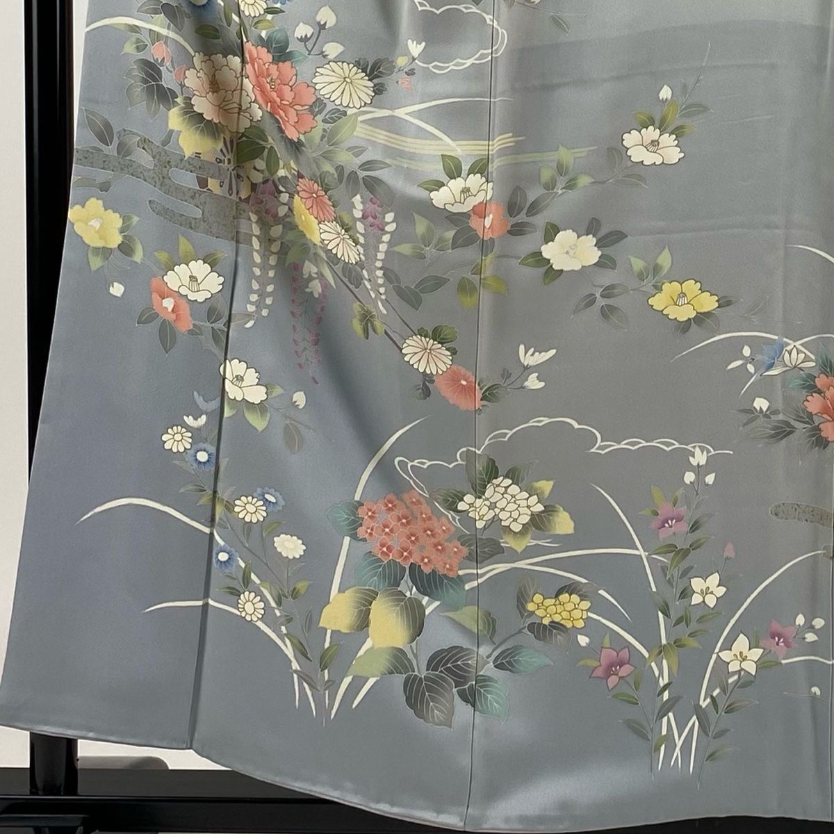 訪問着 身丈155cm 裄丈63.5cm S 袷 草花 ヱ霞 金彩 灰色 正絹 秀品 【中古】 - メルカリ