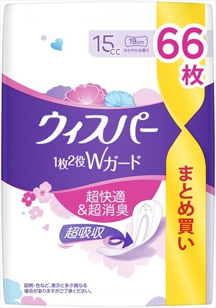 まとめ買い-10点セット ウィスパー1枚2役Wガード おりもの＆水分ケア パンティライナー 15cc 66枚 Ｐ＆Ｇ 生理用品