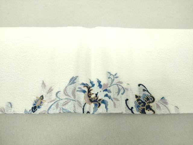 平和屋着物○世界的友禅作家 千地泰弘 九寸名古屋帯 更紗花文 金糸