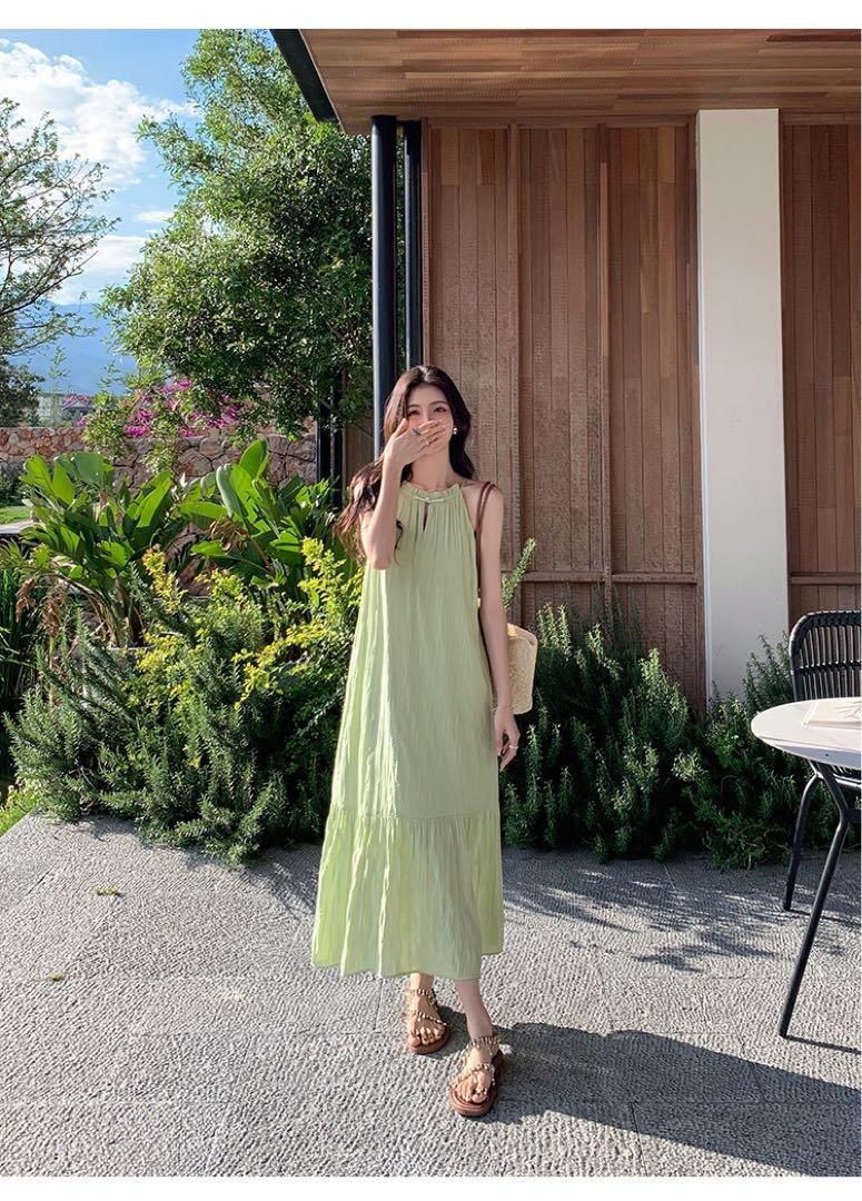 ♥ フレンチホルターネック♪Aラインロングワンピース