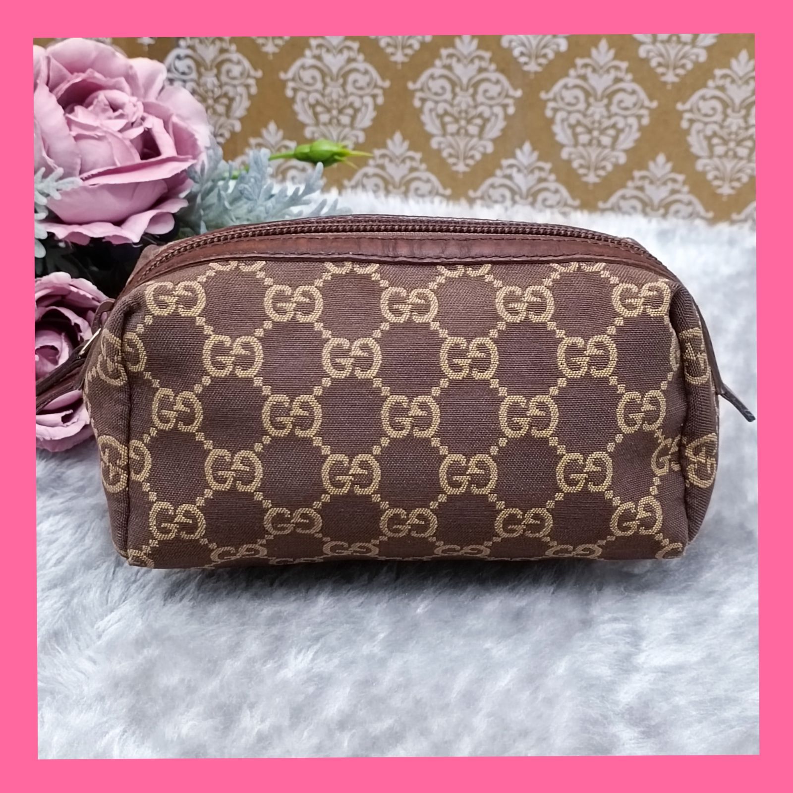 GUCCI 》 グッチ ポーチ GGキャンバス 039・1118 メイクポーチ