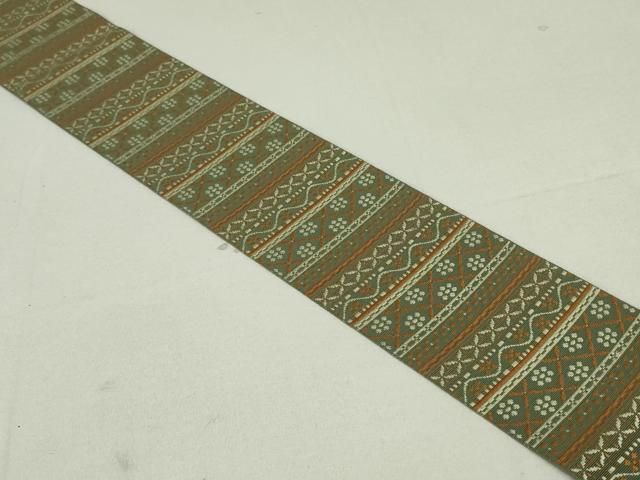 平和屋着物○男性 本場筑前博多織 角帯 花菱文 正絹 逸品 未使用  