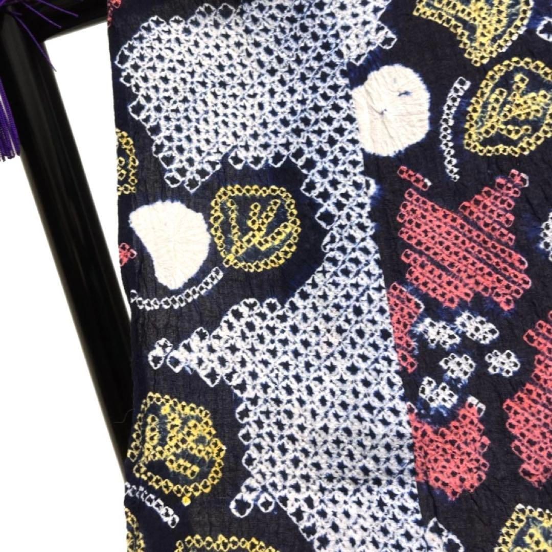 浴衣 有松鳴海絞り 花模様 リーフ 藍色 着物 033a d - メルカリ