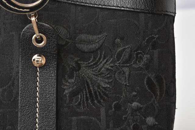 Christian Dior クリスチャンディオール エンブロイダリー トロッター フラワー刺繍 バッグ 07-BO-0045 ブラック 美品  43513