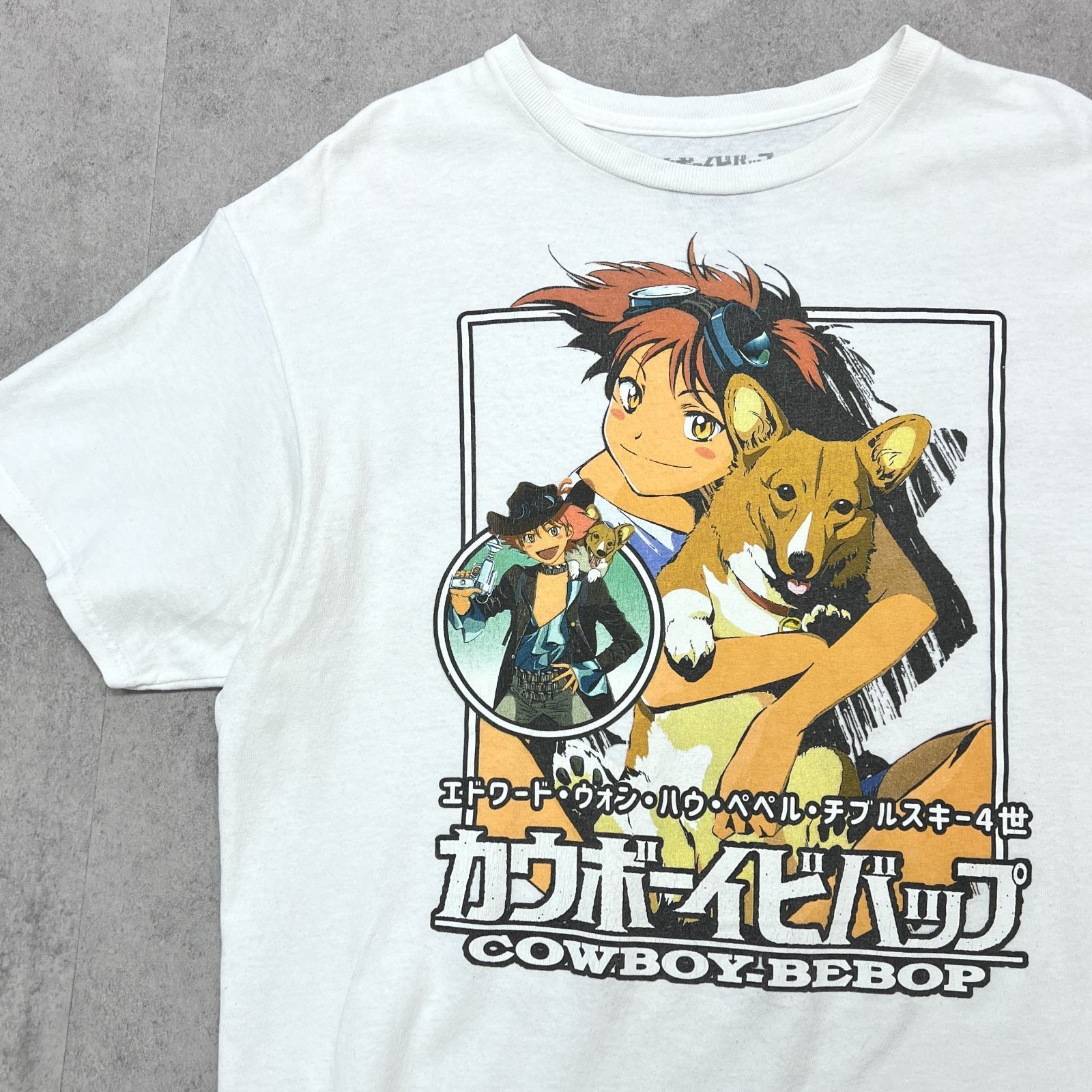 激レア　カウボーイビバップ　COWBOY BEBOP　アイン　エド　半袖Tシャツ　プリントTシャツ　古着　ホワイト　L