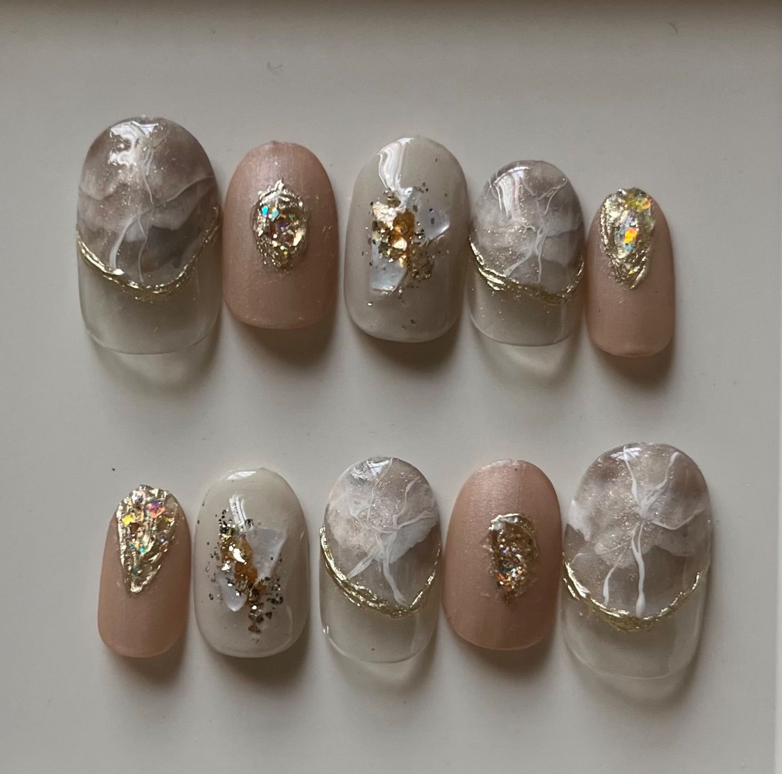 天然石ネイル ニュアンスネイル ネイルチップオーダー ネイルチップ ニュアンスネイル ネイルチップオーダー 天然石風ネイル ミラー