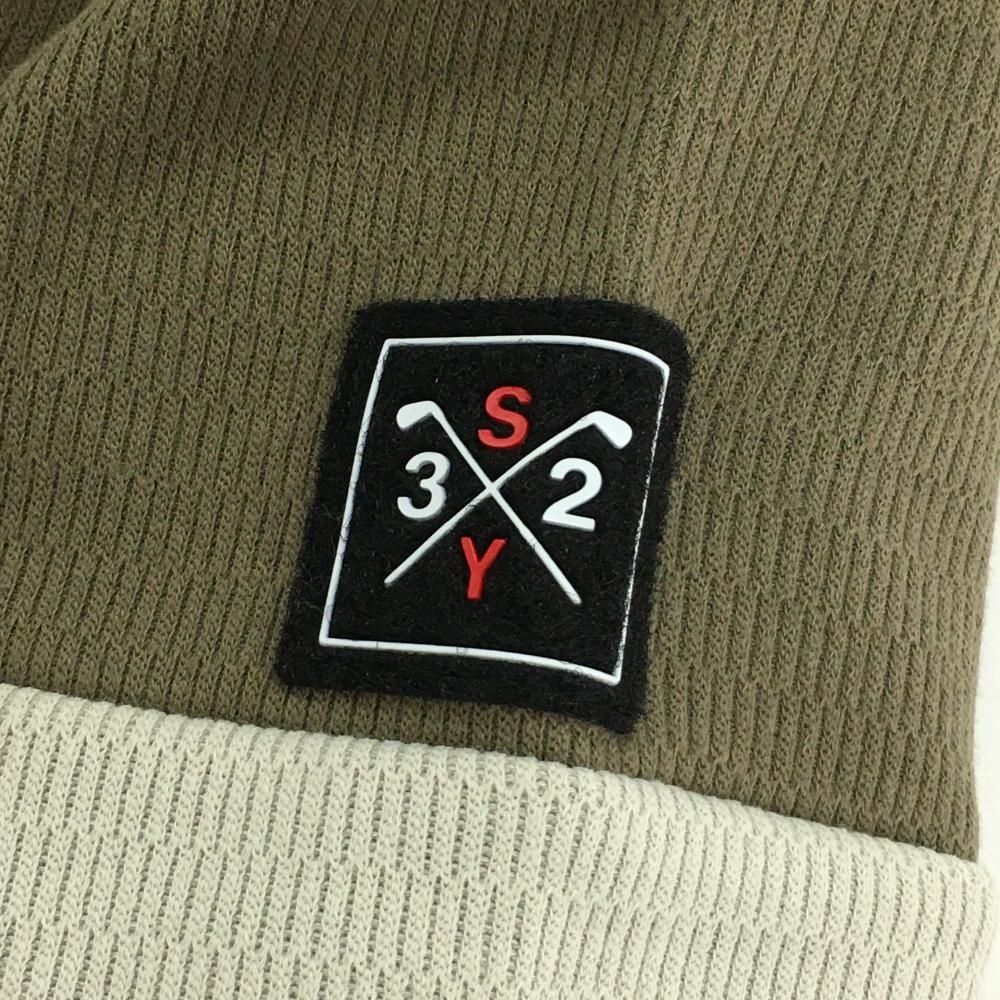 SY32 ハイネックトレーナー カーキ×ライトベージュ ニット裏起毛 メンズ XL ゴルフウェア モデル SY32 BY SWEET YEARSSY32 LLC-HASEGAWATOSO_COM