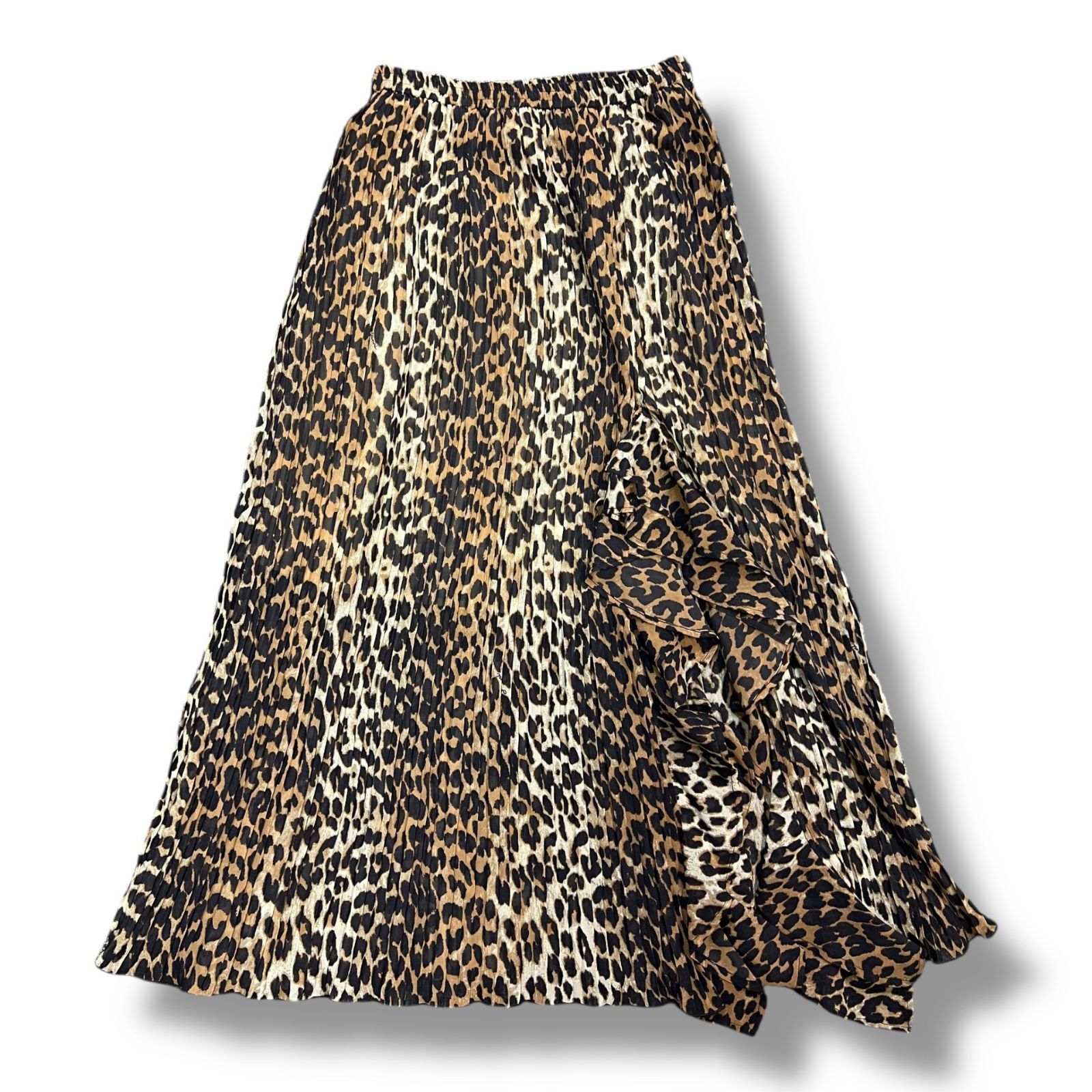 GANNI Leopard-print Skirt レオパードプリントスカート マキシスカート ガニー 6491 ブラウン系 36 539A1
