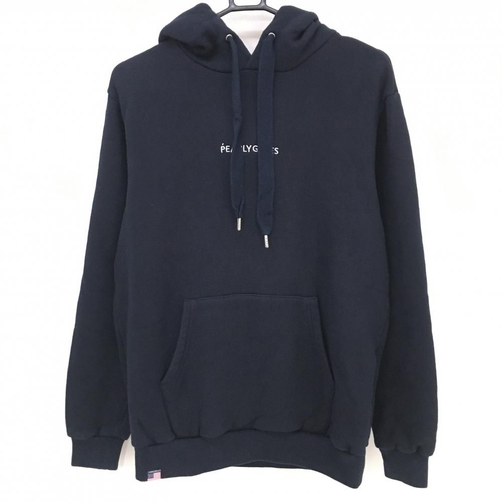 パーリーゲイツ パーカー ネイビー 裏起毛 ロゴ刺しゅう メンズ