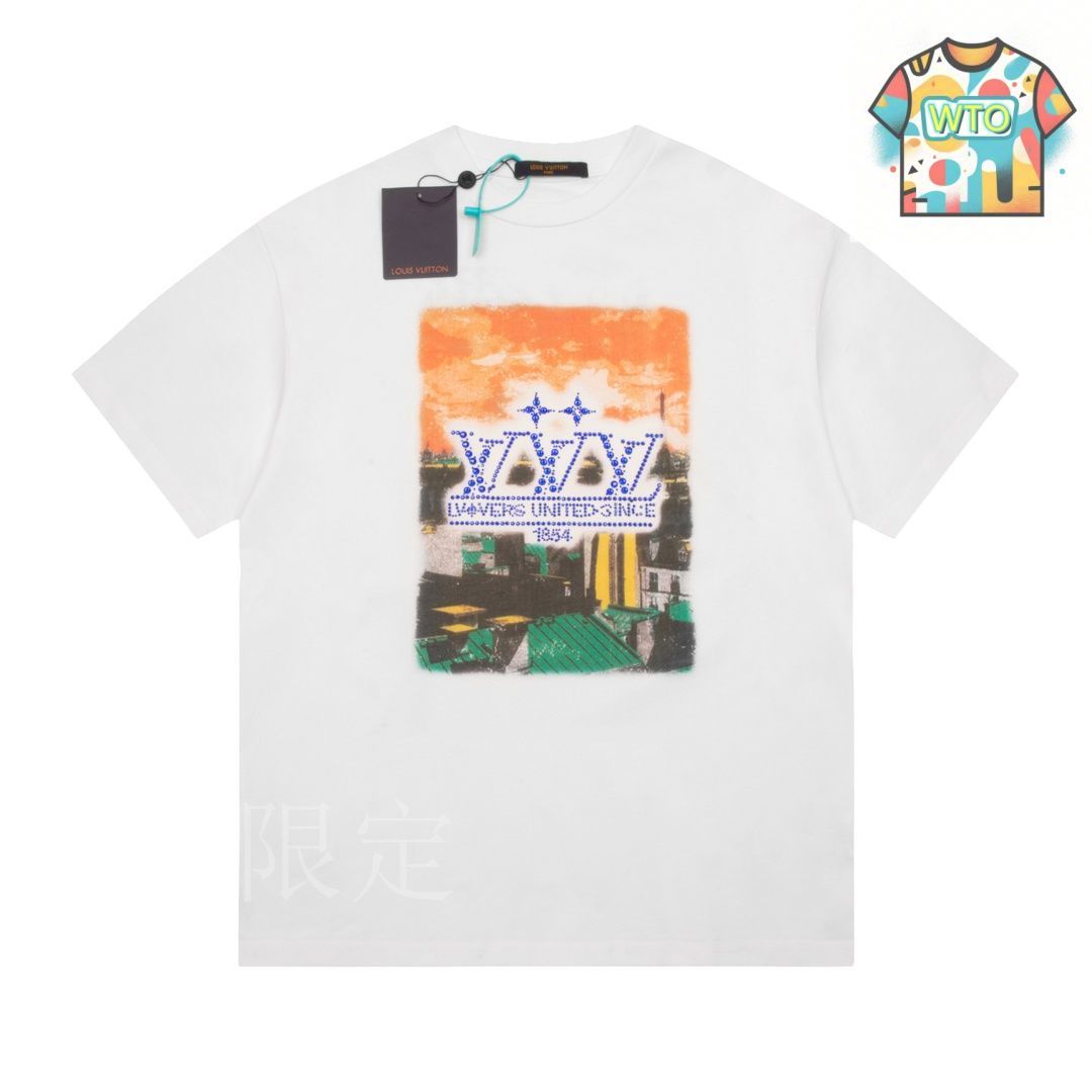 今日特価】Louis Vuitton 夕暮れ屋根プリント ラウンドネック T