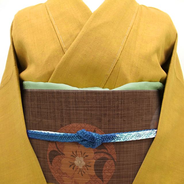 新古品】 名古屋帯 未使用 正絹 九寸 茶色がかった 濃赤紫地 茶紫 花 