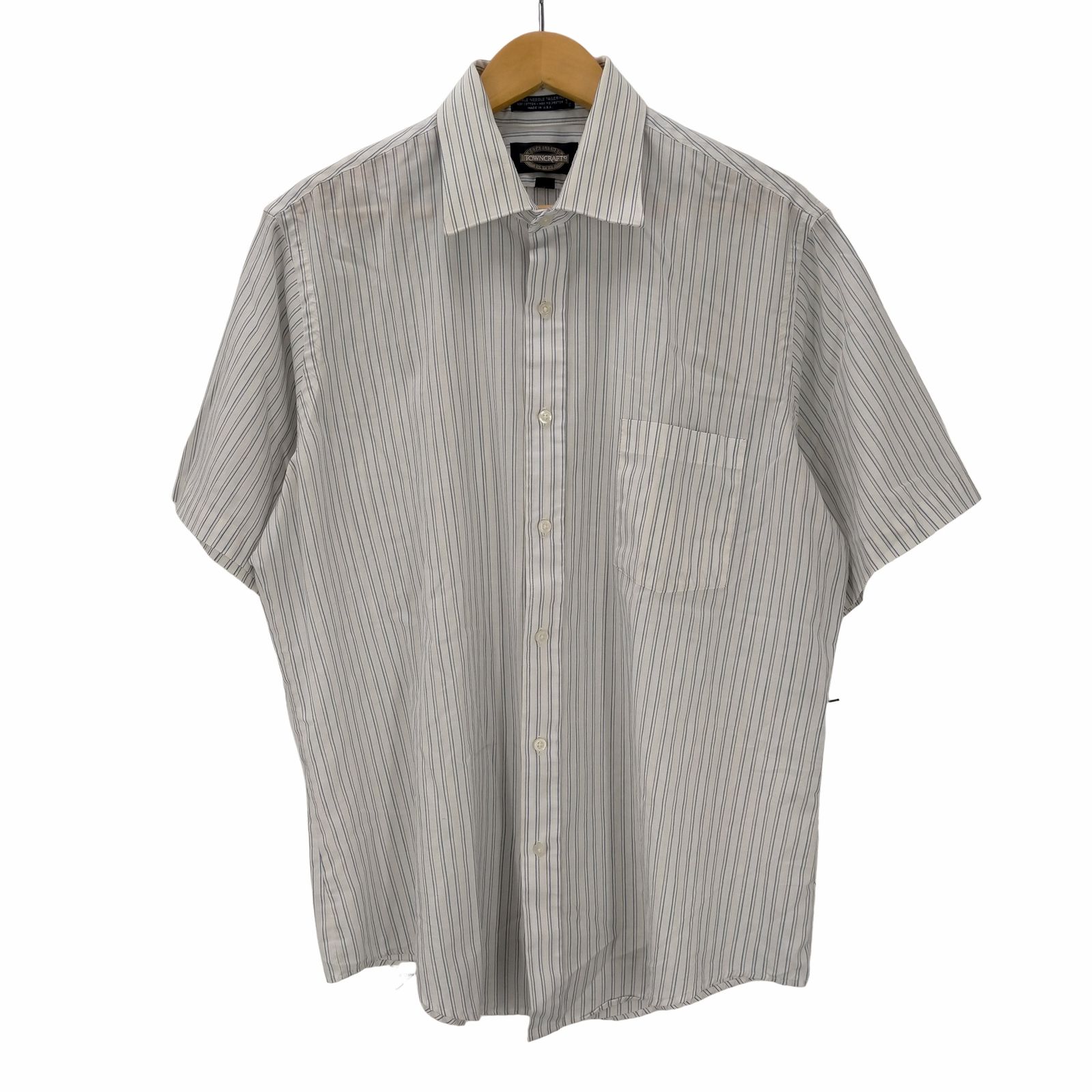 タウンクラフト TOWN CRAFT USA製 S/S ストライプシャツ 襟芯 メンズ  16 1/2