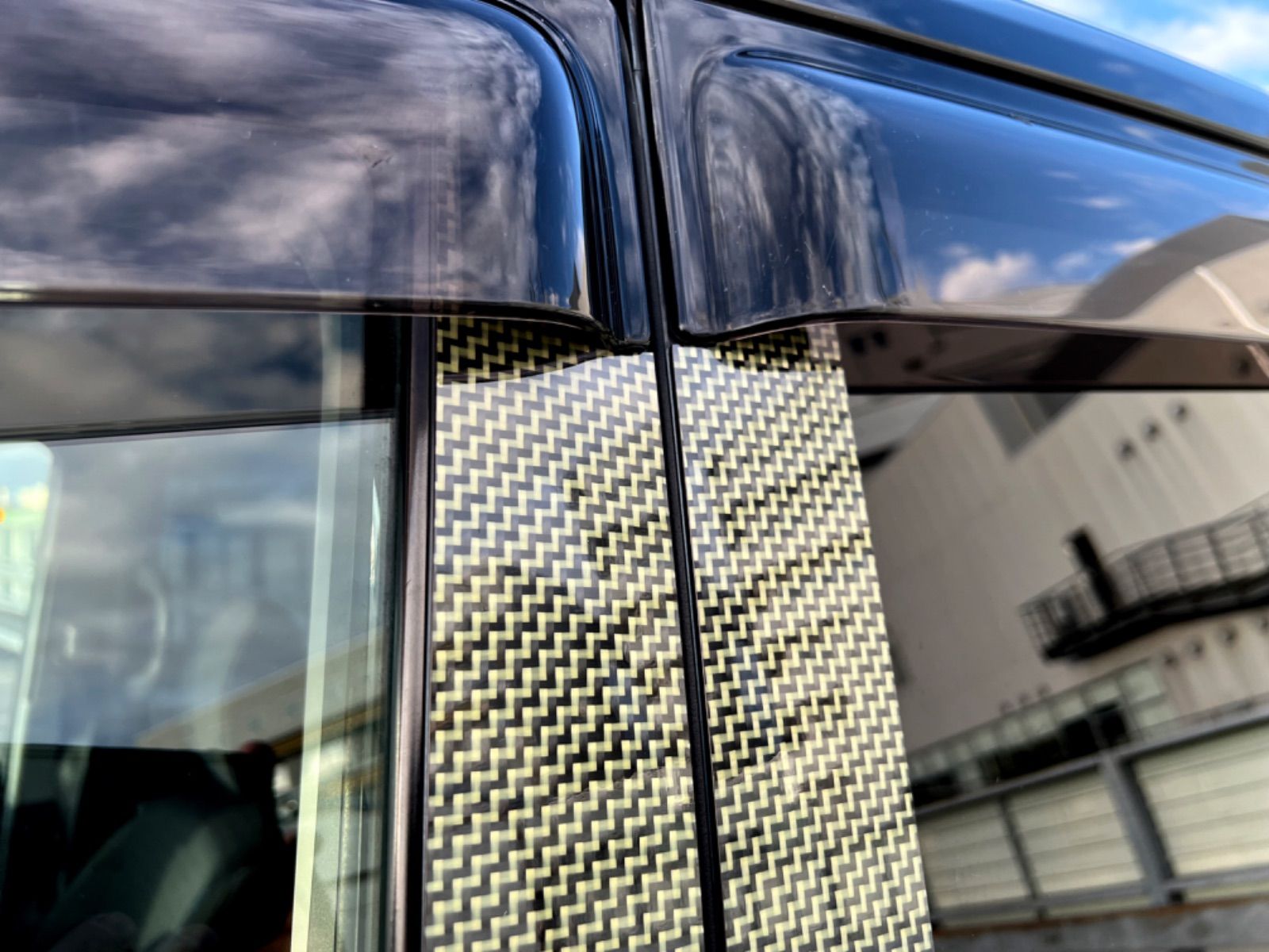 CV系 デリカD:5【本物フォージドカーボン】ピラーガーニッシュ クリア