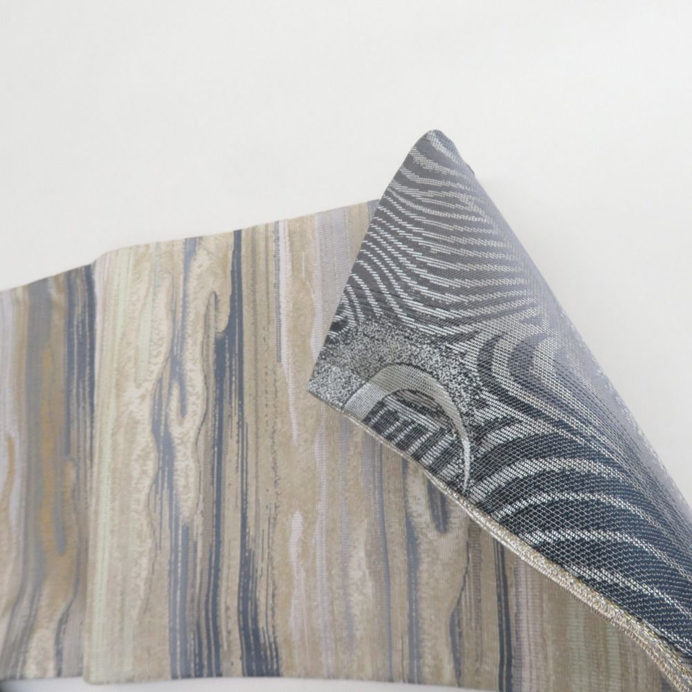 袋帯 双全通撚金華山 正絹 モール織り リバーシブル 高級 銀糸 グレー