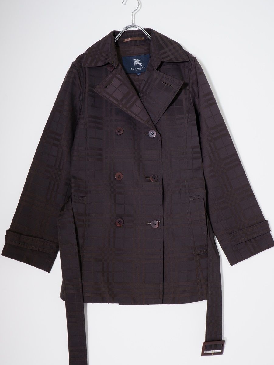 BURBERRY LONDONバーバリー ロンドン コットンポリ ジャガードシャドーチェック ハーフトレンチコート 40 LCTA79507