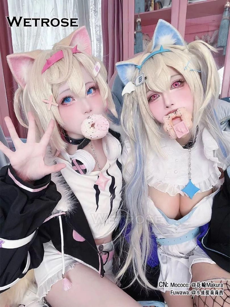Vtuber FUWAWA MOCOCOコスプレ衣装 耳尻尾付き ホロライブ