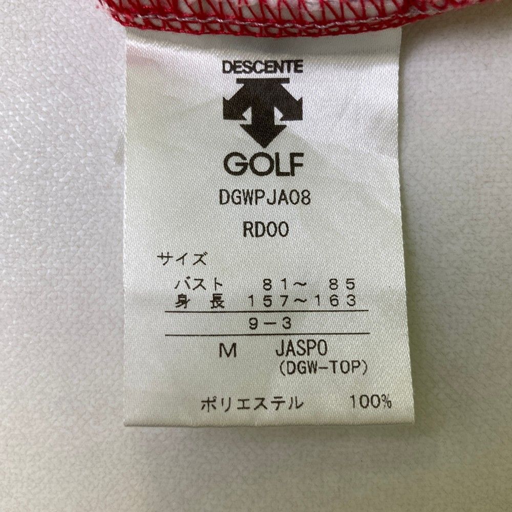サイズ：M DESCENTE GOLF デサントゴルフ  ハーフジップ 半袖ポロシャツ 総柄 レッド系 [240101418604] ゴルフウェア レディース ストスト デサントゴルフ DESCENTE ゴルフ ハーフジップ半袖シャツ