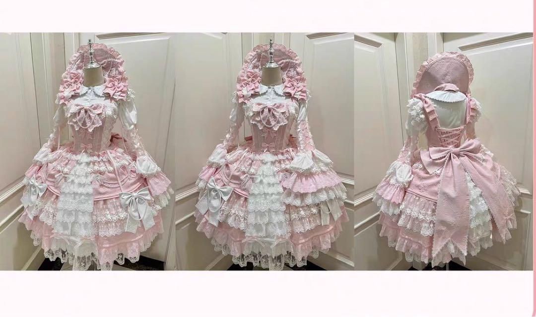 桜恋 doll ゴスロリ・ロリータドレス リボンロリィタ JSK甘ロリ　ピンク 桜恋 doll クラシックロリータドレス JSK リボンロリィタ 甘ロリ