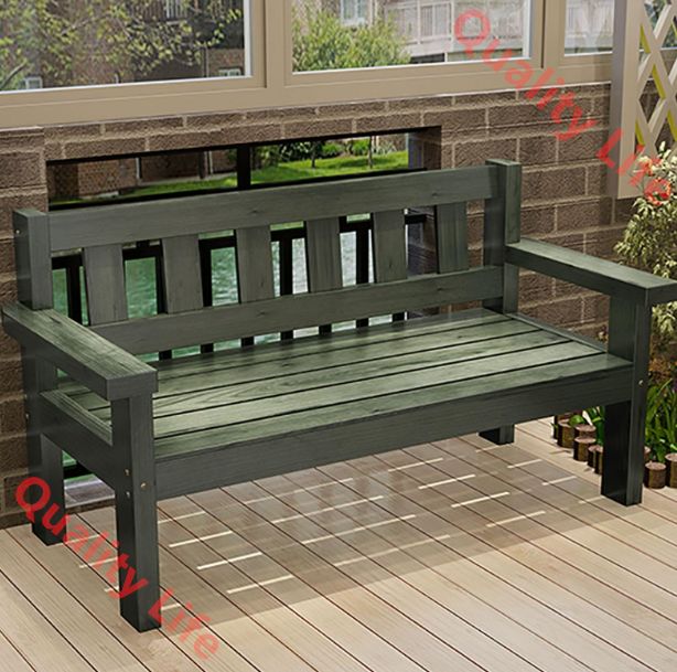 背もたれと肘掛け付き屋外ベンチ 2人用パティオベンチ