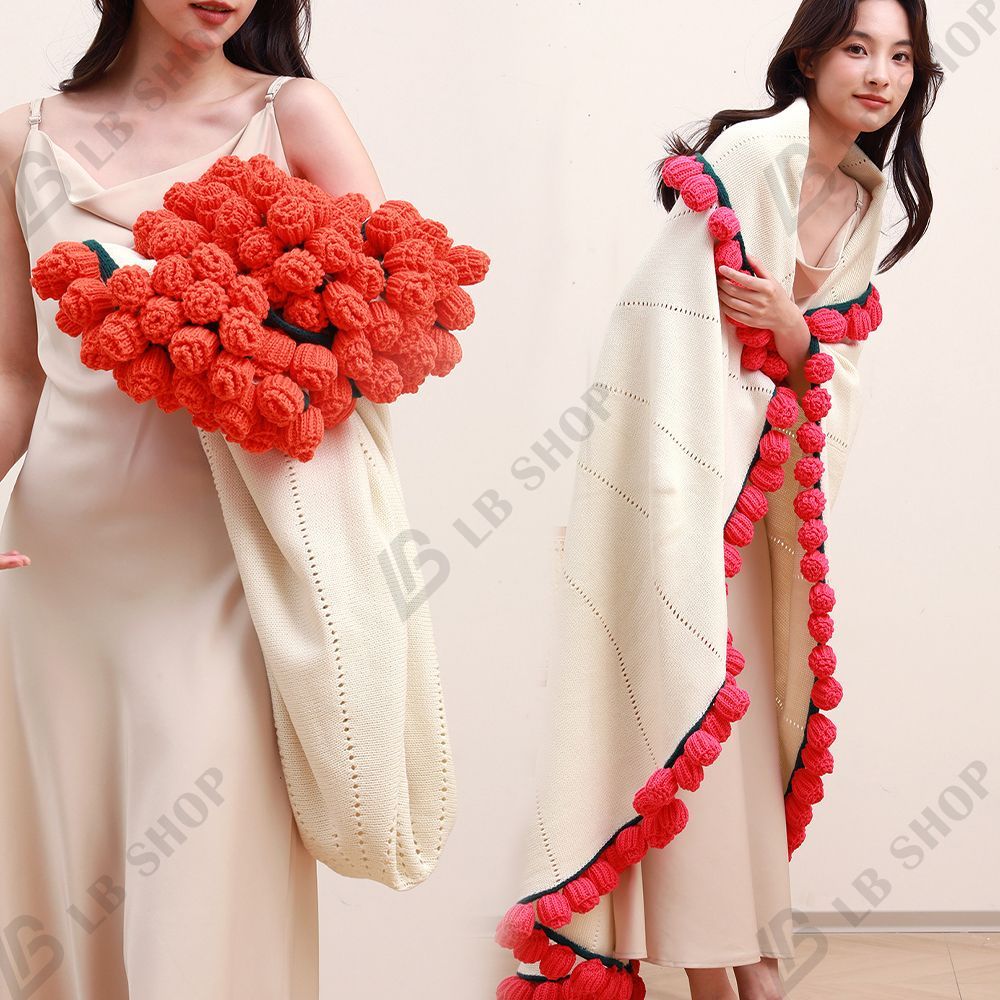 完成品] 花束ブランケット 160CM 99本の大きなバラ ブーケ