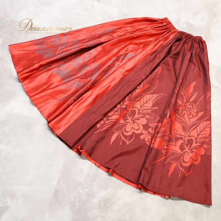 【日本製 フラダンス衣装】レッド系 ALOHA STANDARDS アロハスタンダード スカート 赤 黒 花柄 鮮やか 華やか ロング 軽い ブラック系 フラダンス スカート 花柄 赤 黒 鮮やか 華やか ロングスカート レディース 軽量 ウエストゴム フラダンス 衣装 スカート レッド系 アロハスタンダード フラ