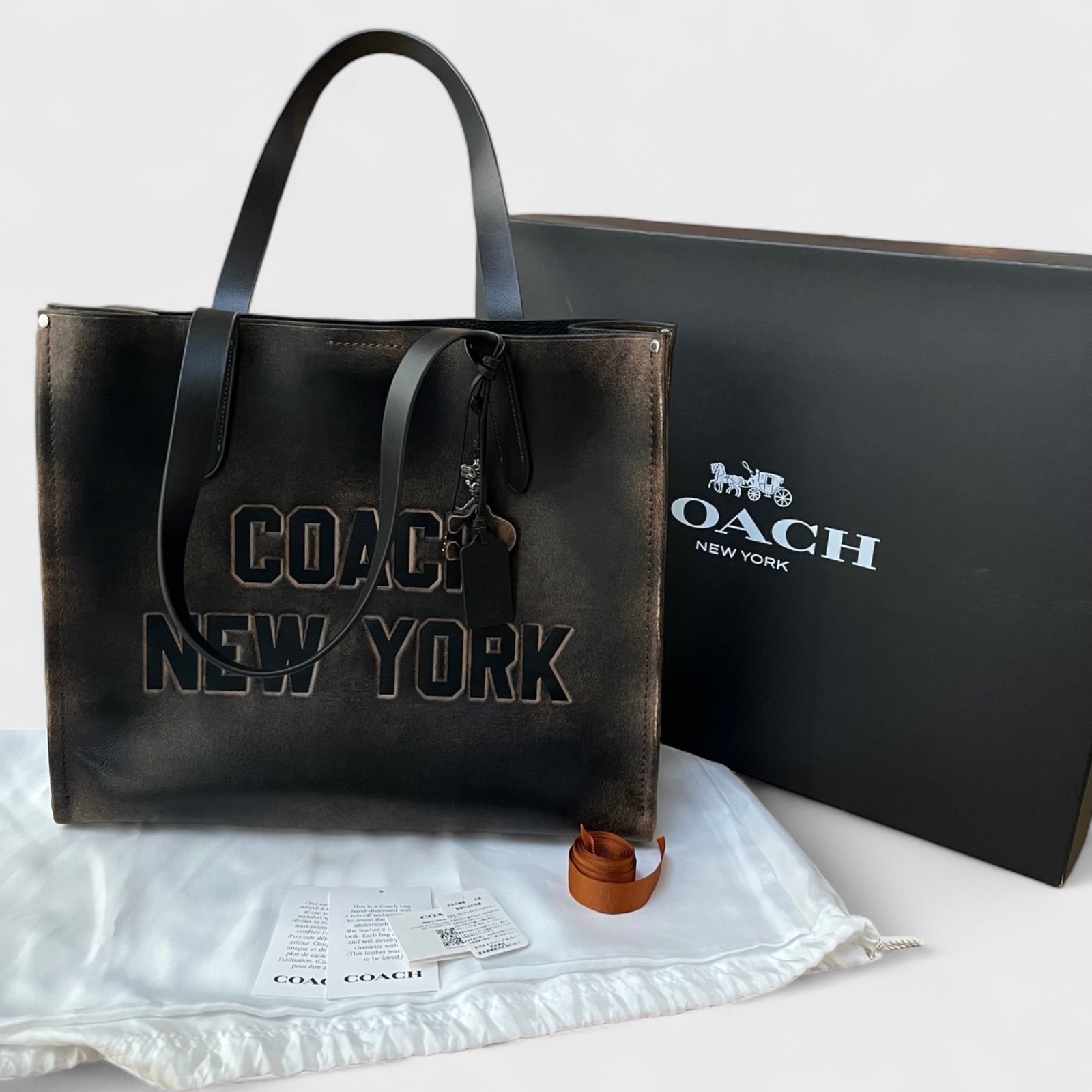 COACH コーチ リレートート ラブドレザー トートバッグ ブラック 