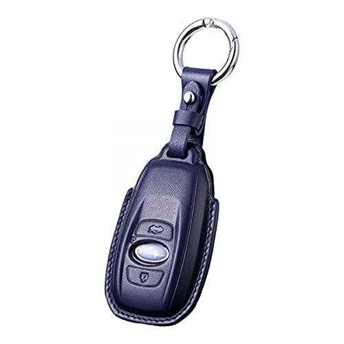 キーケース キー カバー 本革 レザー for スバル用 SUBARU用 レボーグ レガシィ フォレスター XV BRZ (ブルー)