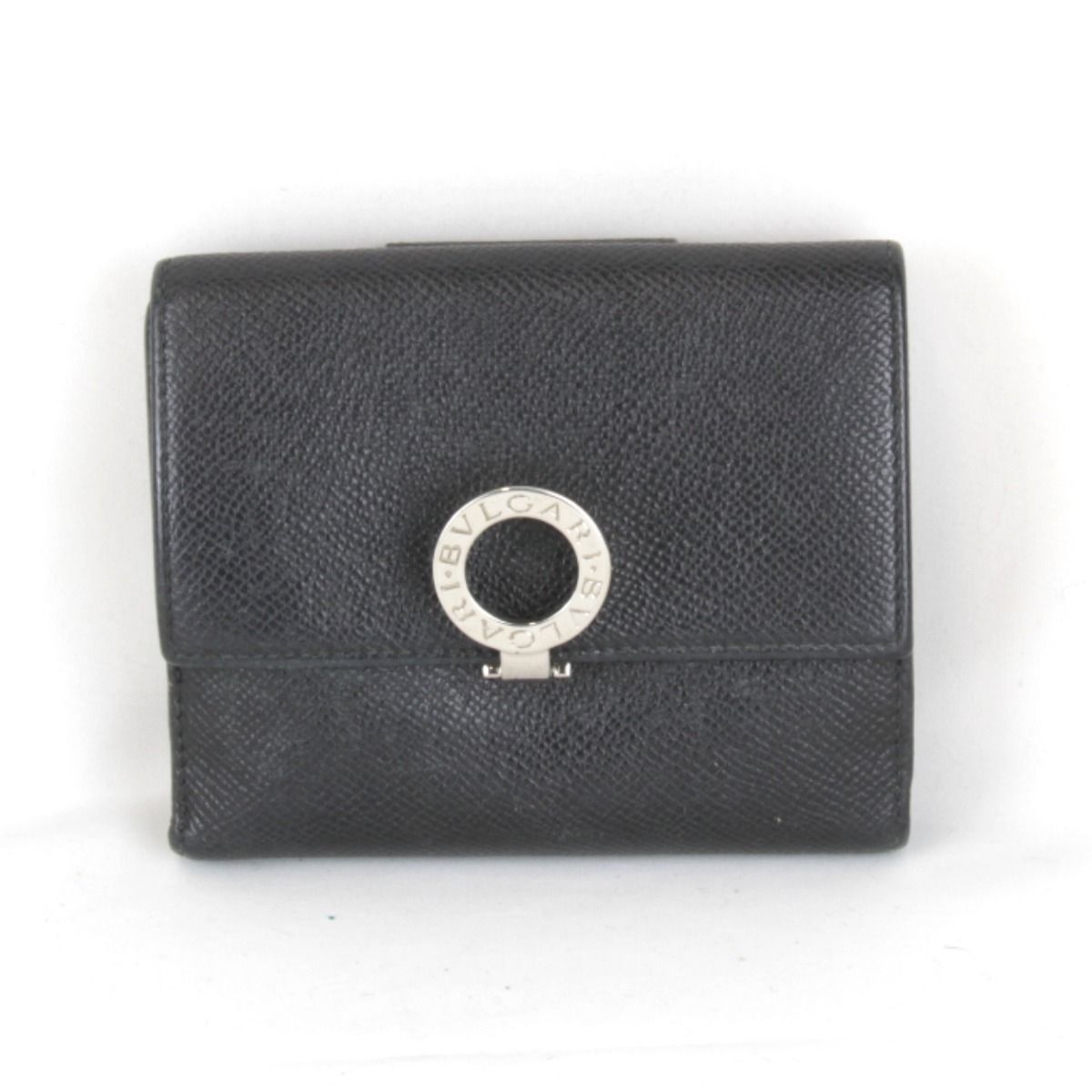 BVLGARI ブルガリ ロゴクリップ 箱有 二つ折り財布 レザー レディース ブラック ブランド 財布