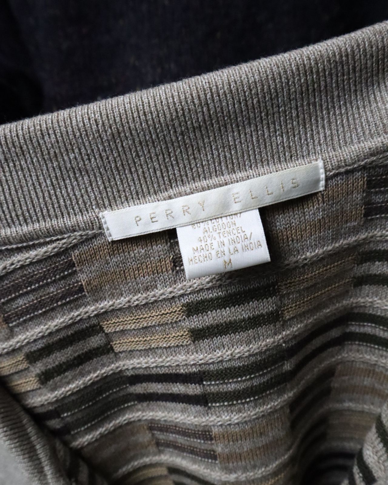 Perry Ellis oversized unique jacquard knit polo ペリーエリス 