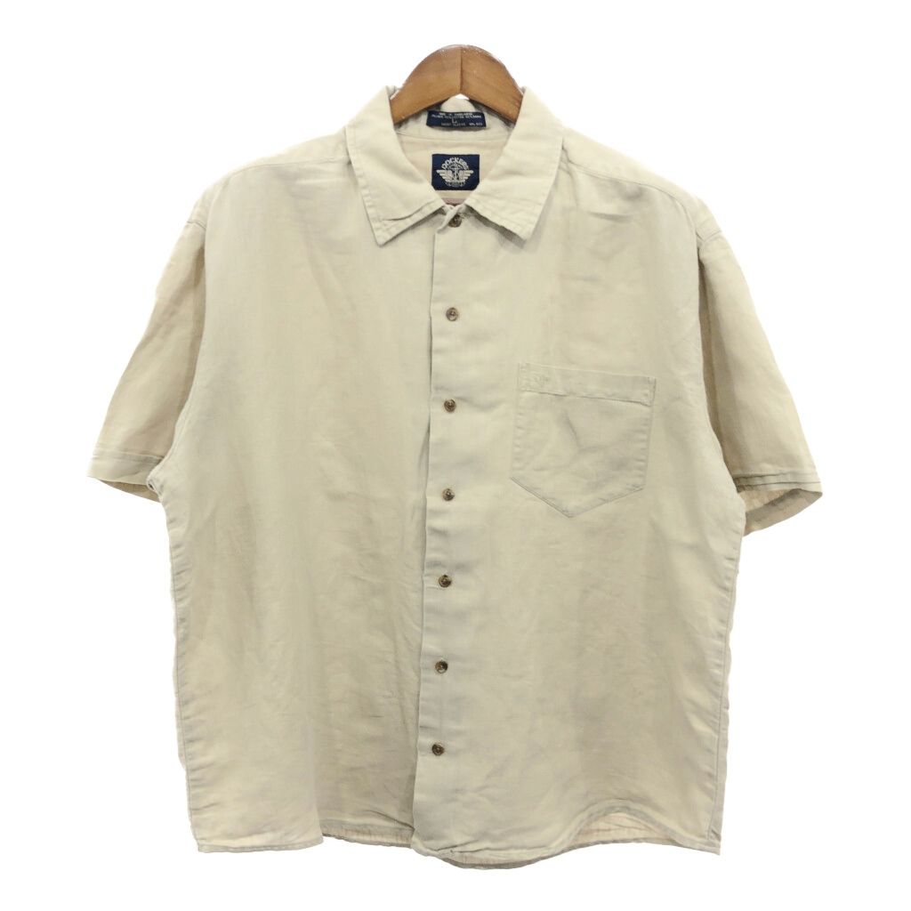 90年代 DOCKERS ドッカーズ リネン コットン シャツ ベージュ (メンズ L) 中古 古着 R0306