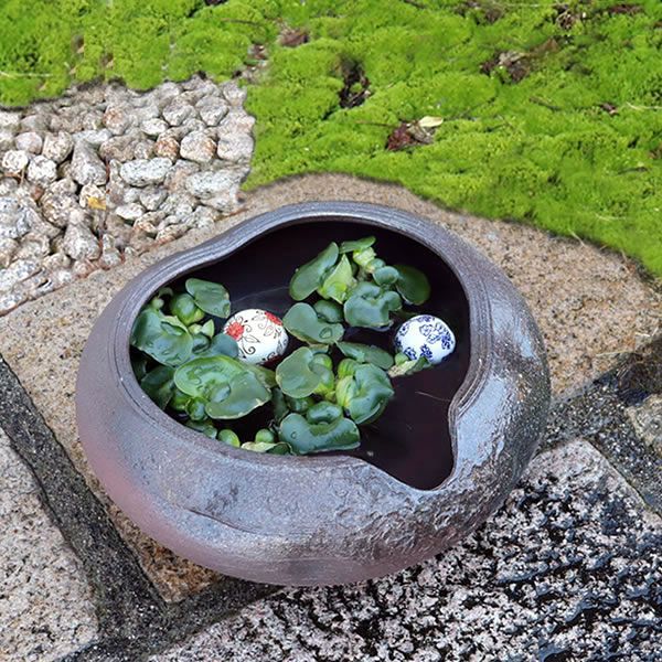 信楽焼 陶器 水鉢 メダカ鉢 金魚鉢 睡蓮鉢 窯肌水鉢 su-0274 信楽焼 陶器 水鉢 メダカ鉢 金魚鉢 睡蓮鉢 窯肌水鉢 su-0274