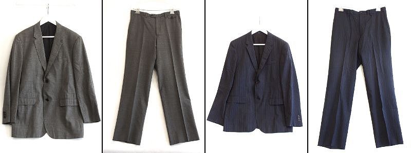 美品 マーガレットハウエル セットアップ スーツ ウール ストライプ グレー 218765】MARGARET HOWELL マーガレット ハウエル ウールスーツ×2