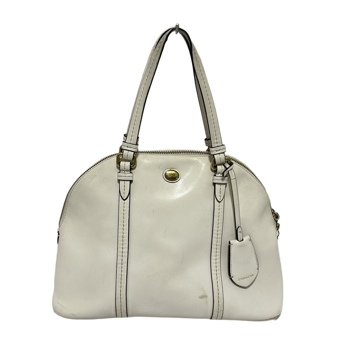 COACH ペッパーサッチェル ホワイトレザー ハンドバッグ ショルダーバッグ Coach ショルダーバッグ ホワイト バッグ & ハンドバッグ 女性用