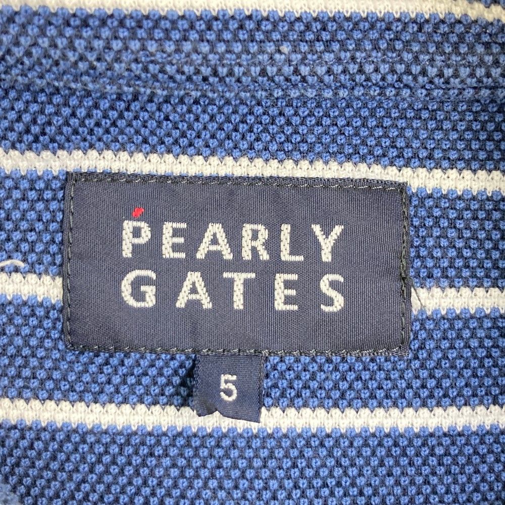 パーリーゲイツ　ポロシャツ 青と白のストライプ サイズ5 PEARLY GATES パーリーゲイツ 2023年モデル 半袖ポロシャツ