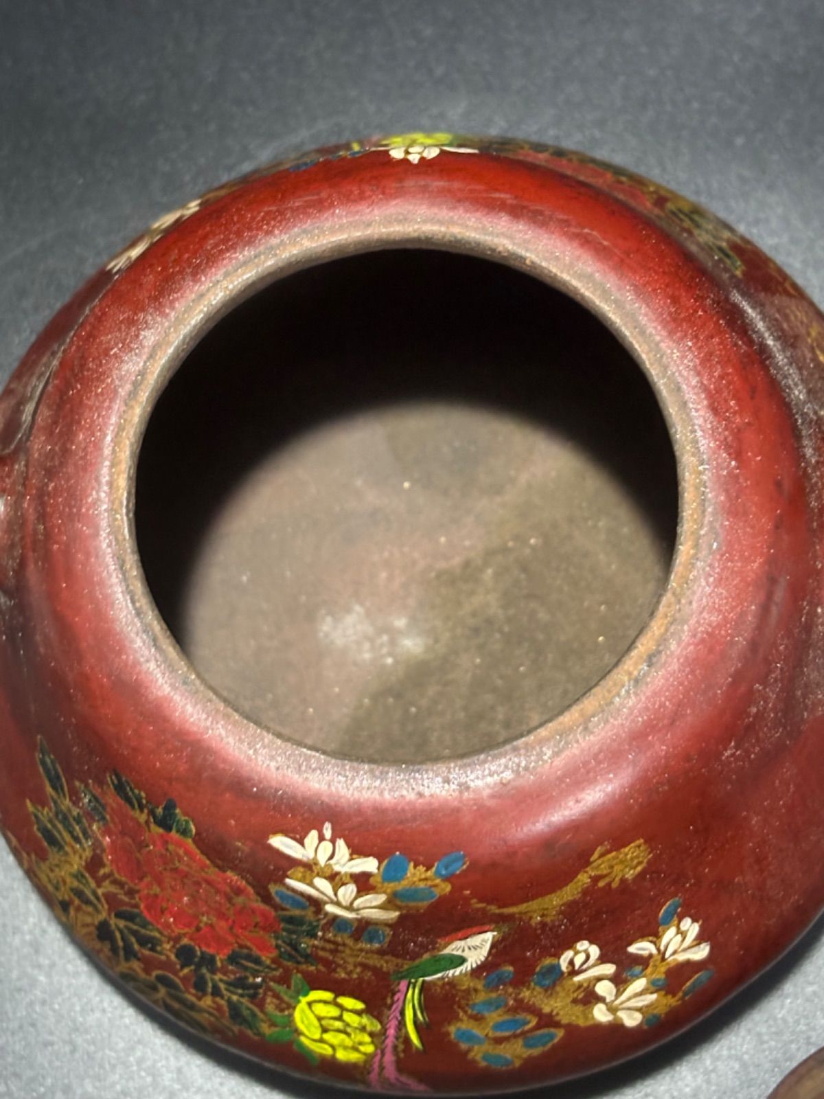 ♦中国 紫泥 茶壺 古玩 宜興窯？タタラ作りアンティーク 骨董品 コレクション 中国 紫砂壺 描金彩繪 壺 漆器盒付 茶道品 煎茶道具 文房賞物