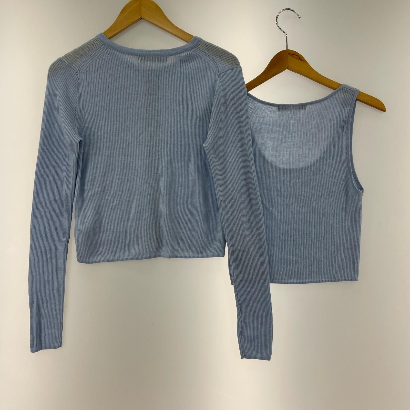 【値下げ交渉可】Mardi Mercredi ライトブルーカーディガン Mardi Mercredi カーディガン RACCOON BLENDED CARDIGAN ROUND