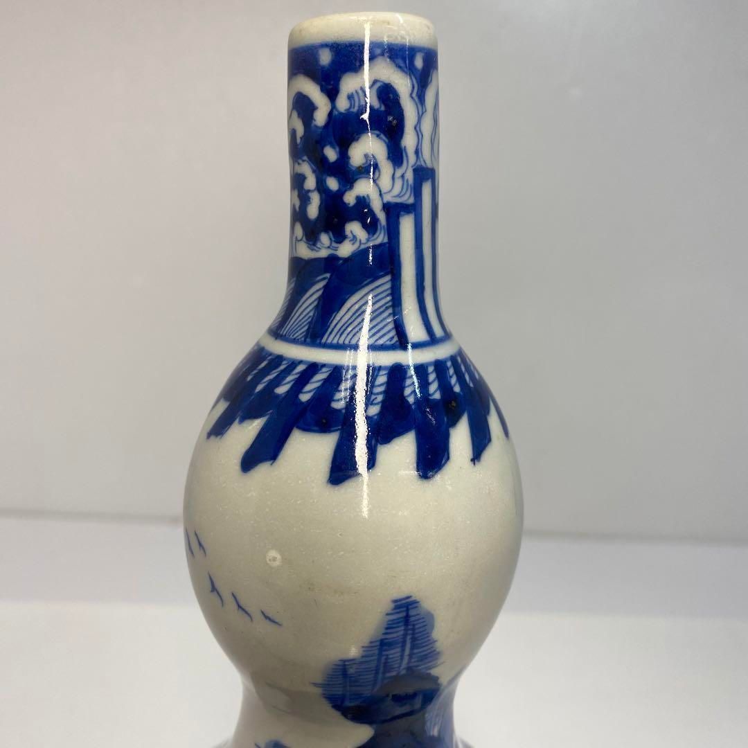 古伊万里 染付 瓢型 花入 タサオ 高さ28㎝ 東な6-0610