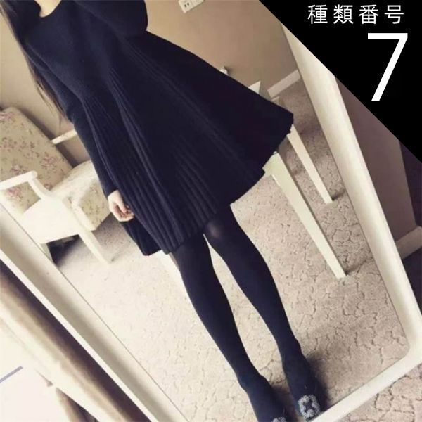 種類7：黒/XL Aライン ワンピース セーター チュニック ミニスカート