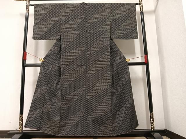 平和屋着物▽お召 反物 着尺 雲取り草花文 正絹 逸品 未使用 AAAW6595iu