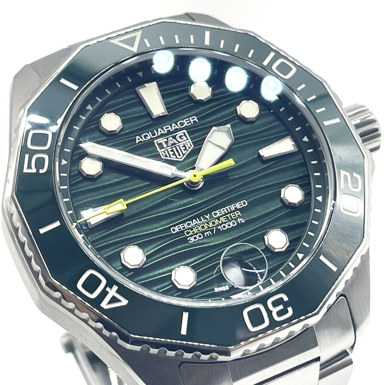 TAG HEUER タグホイヤー アクアレーサー プロフェッショナル300 WBP 5116 BA 0013 グリーン 文字盤 保証書付 稼働品 腕時計 メンズ 006335