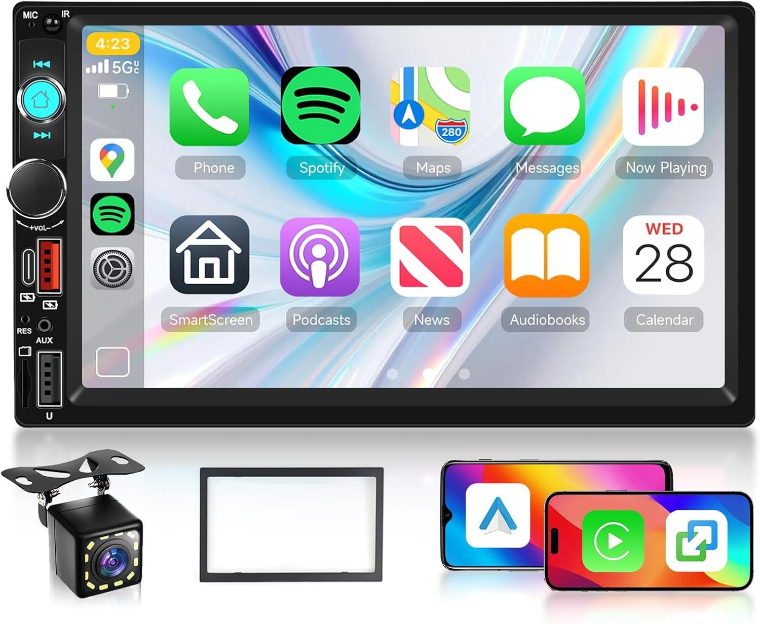 2 Dinカーステレオ ワイヤレス 7インチHDタッチスクリーン Bluetooth ダブルディンMP5カーラジオ FMラジオ搭載