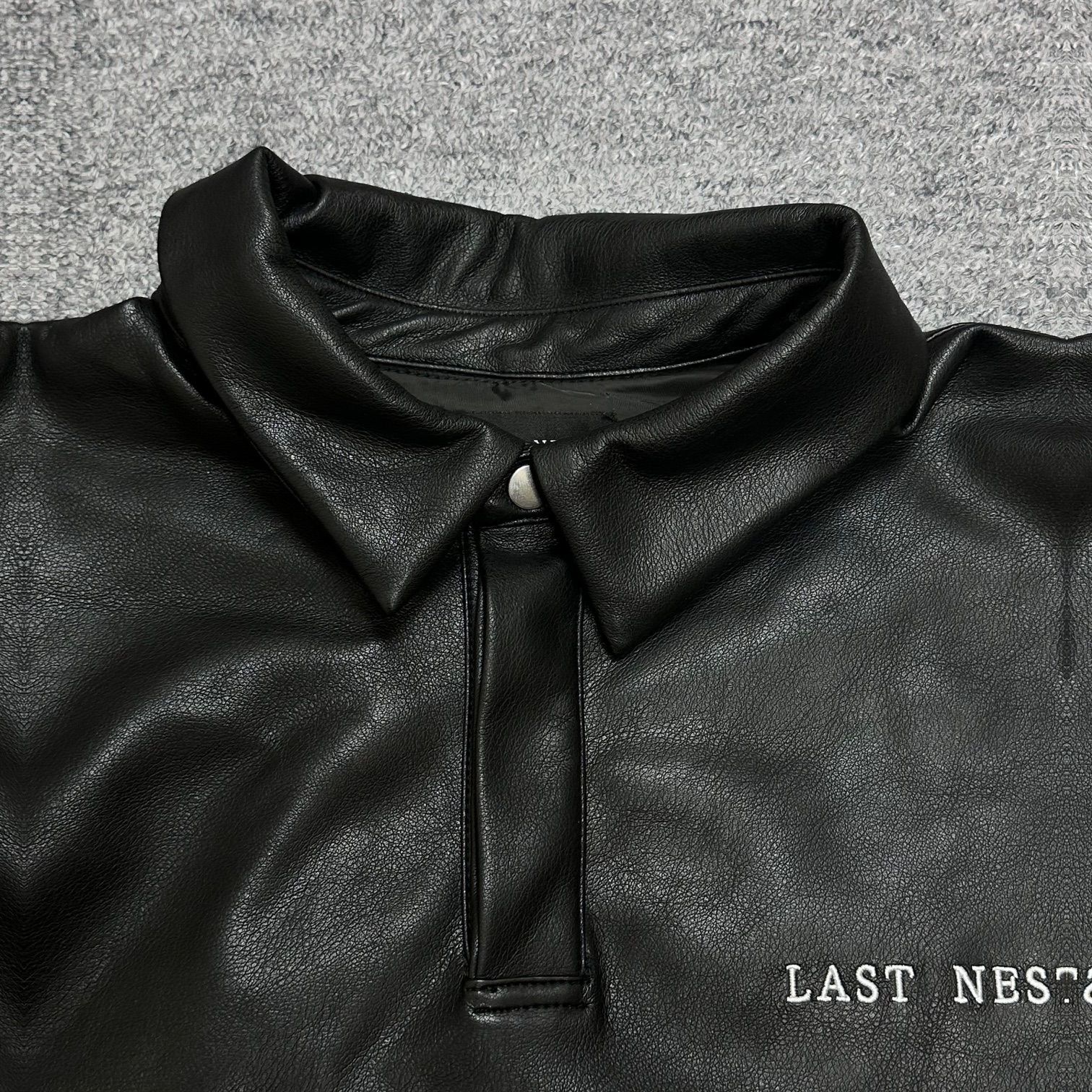 LAST NEST レザーポロシャツ 長袖 ラストネスト ブラック M 97322A5 