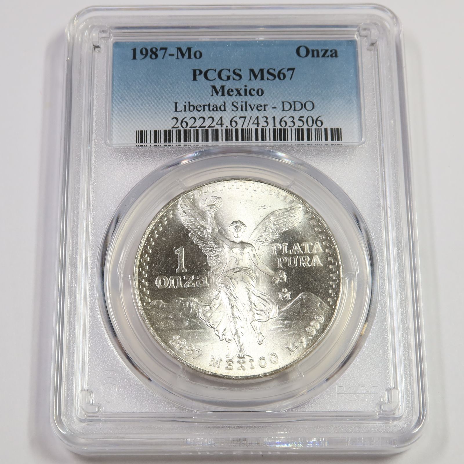 1987 Mo PCGS MS67 DDO - MEXICO - 1 oz Silver Libertad Onza