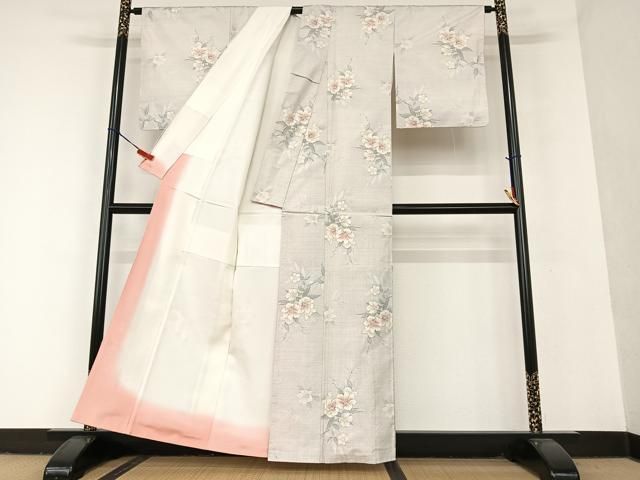 平和屋着物○本場大島紬 白大島 9マルキ 総絣 草花文 正絹 逸品  