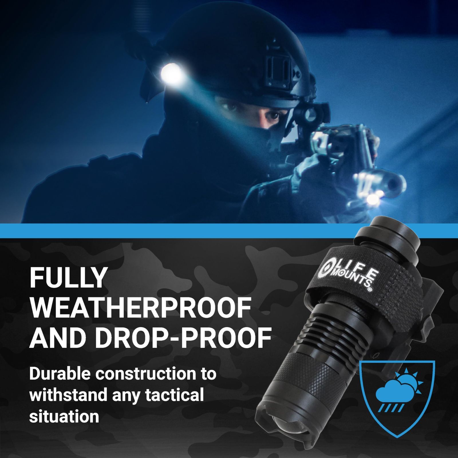 ミリタリーおよびエアソフト懐中電灯 マルチモードとフル360回転 - - - 1000フィート先を照らす 耐候性と耐衝撃性 ARCレールライト LED - Mounts 簡単に取り外して手持ちで使用できます Life