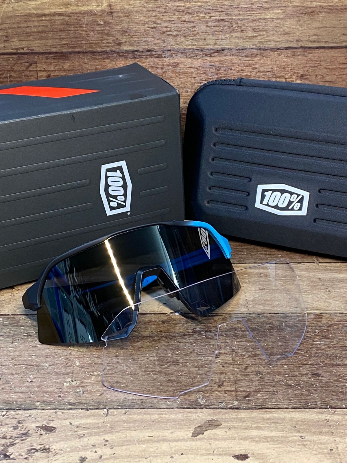 ID224 100％ S3 BWR アイウェア サングラス 黒 青 クリアレンズ付属